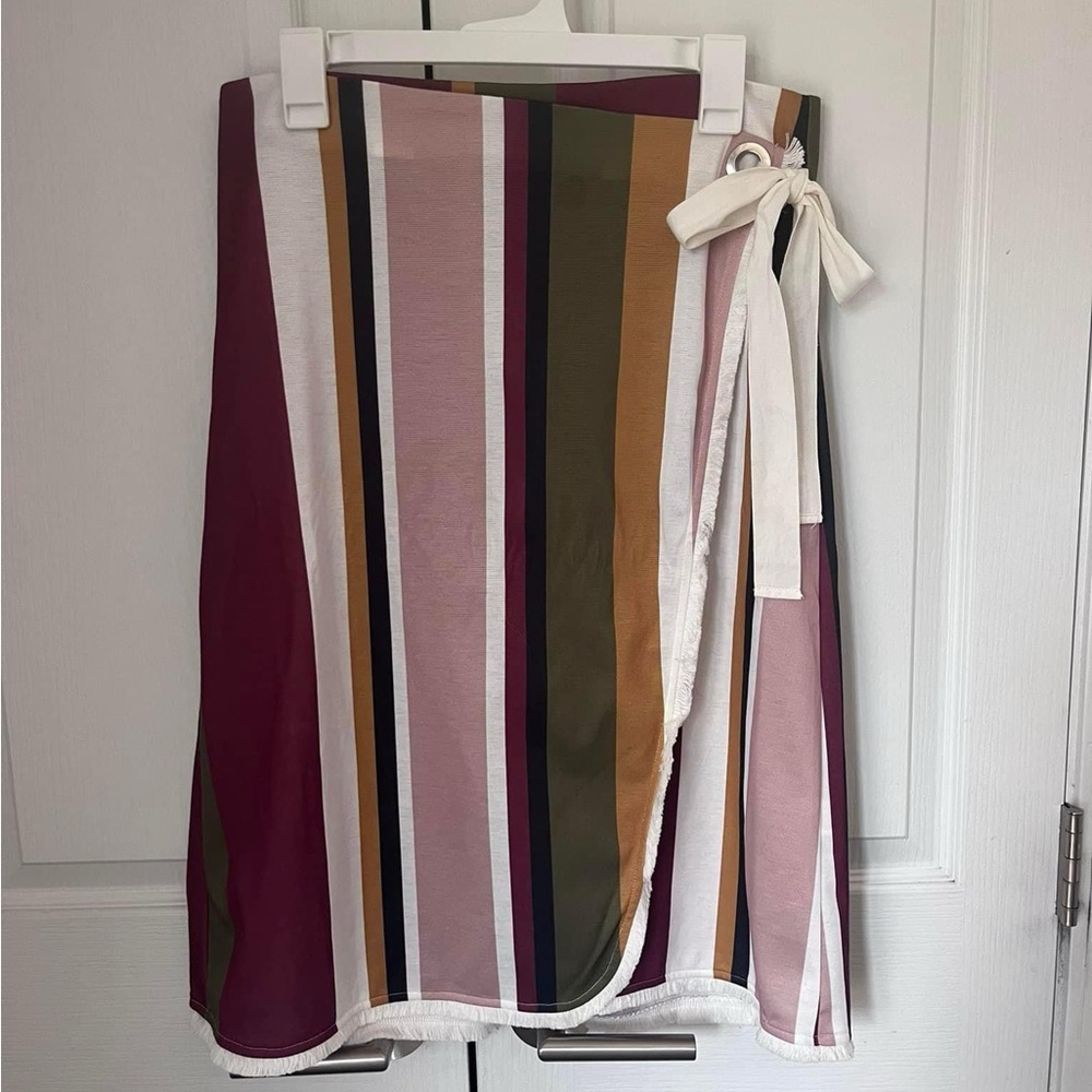 JessaKae Striped Midi Wrap Skirt, size Large